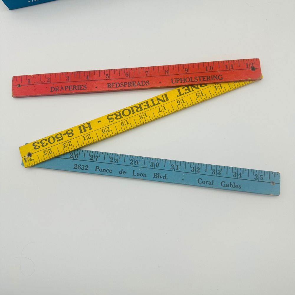 Sharnet Interiors Vintage Folding Wooden Yardstick Coral Gables Florida 36 Inch